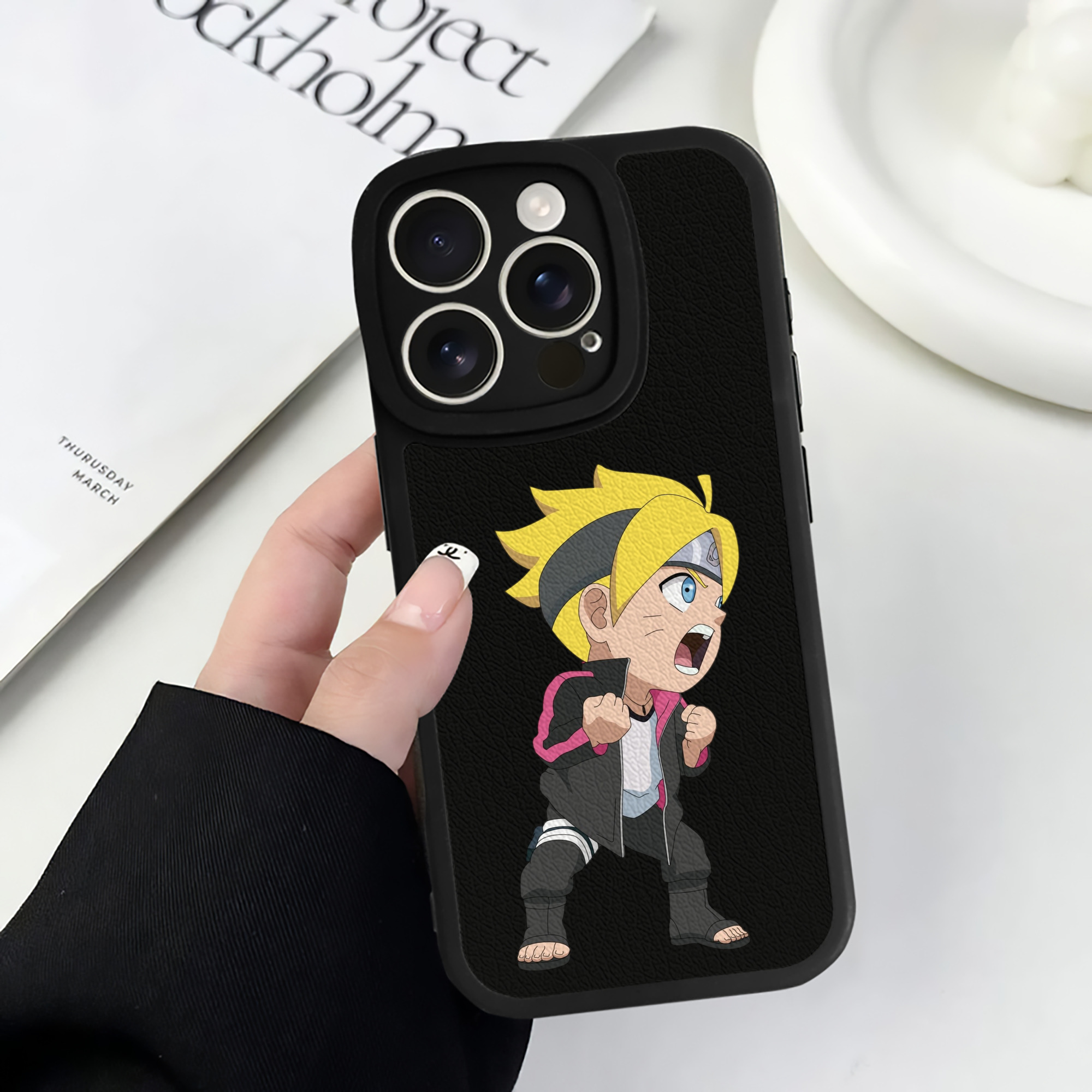 （画像用） NARUTO -ナルト- うずまき ボルト Uzumaki Boruto 【iPhone 16シリーズ対応】シリコンスマホケース（レザー調） 材質：シリコン